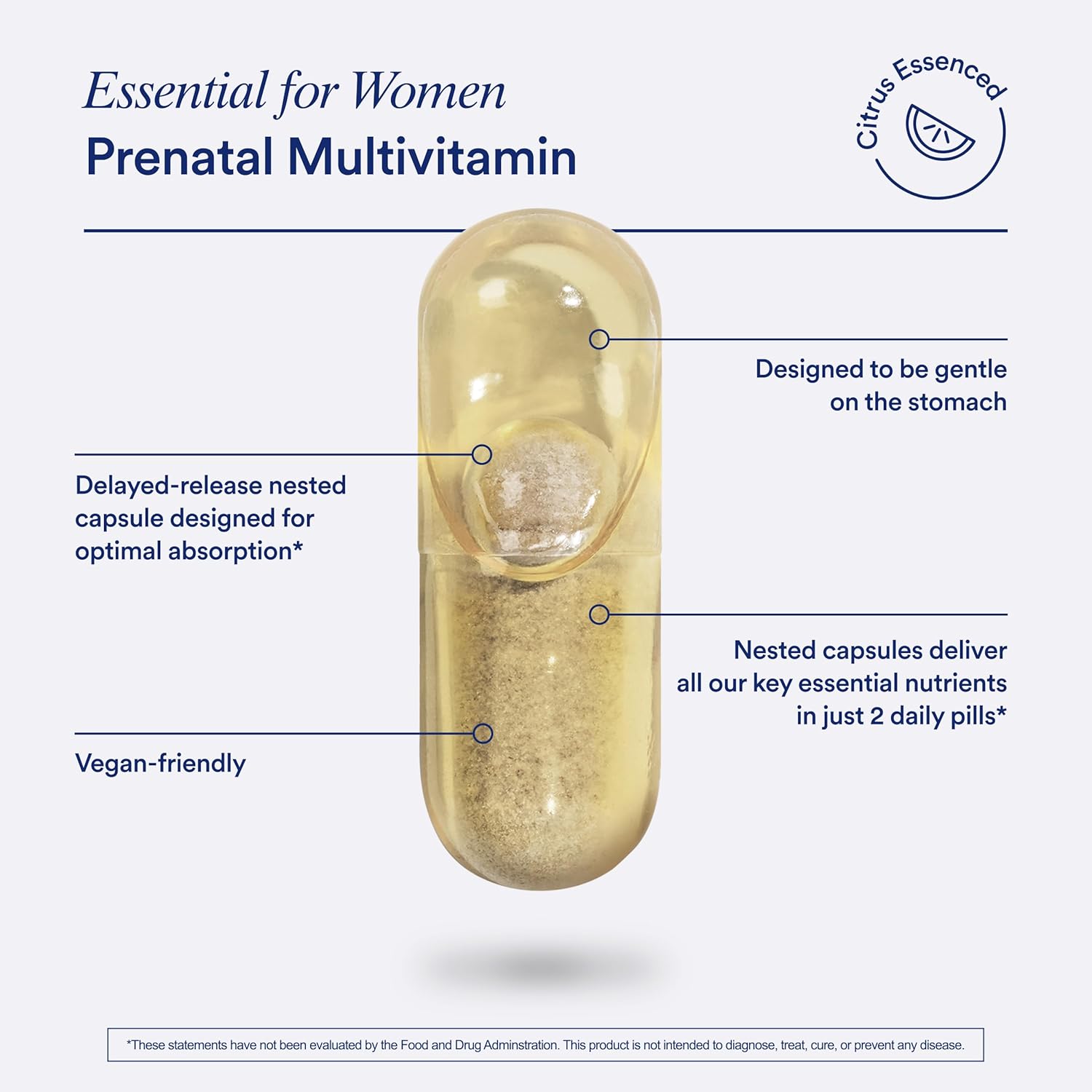 Ritual Prenatal Vitamins for Women Folate & Choline for Neural Tube Support, Omega-3 DHA for Fetal Brain Development, Iron, Calcium-Helper D3 & K2, Non-GMO, Vegan, Citrus, 30 Days