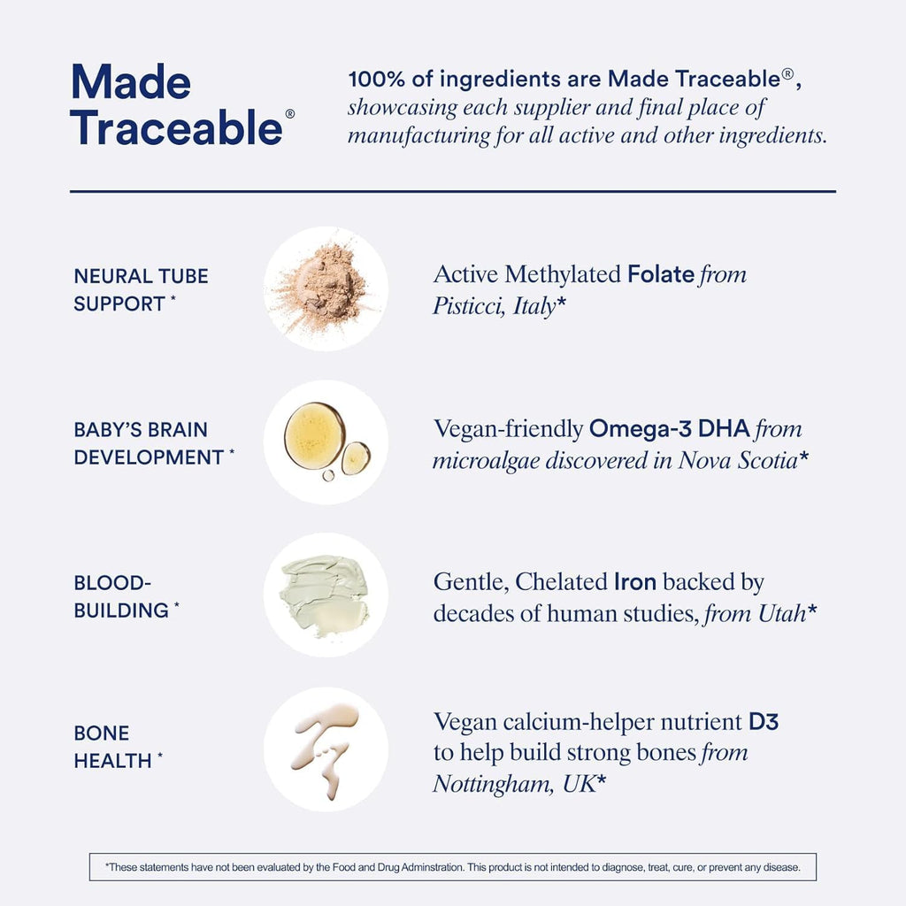 Ritual Prenatal Vitamins for Women Folate & Choline for Neural Tube Support, Omega-3 DHA for Fetal Brain Development, Iron, Calcium-Helper D3 & K2, Non-GMO, Vegan, Citrus, 30 Days