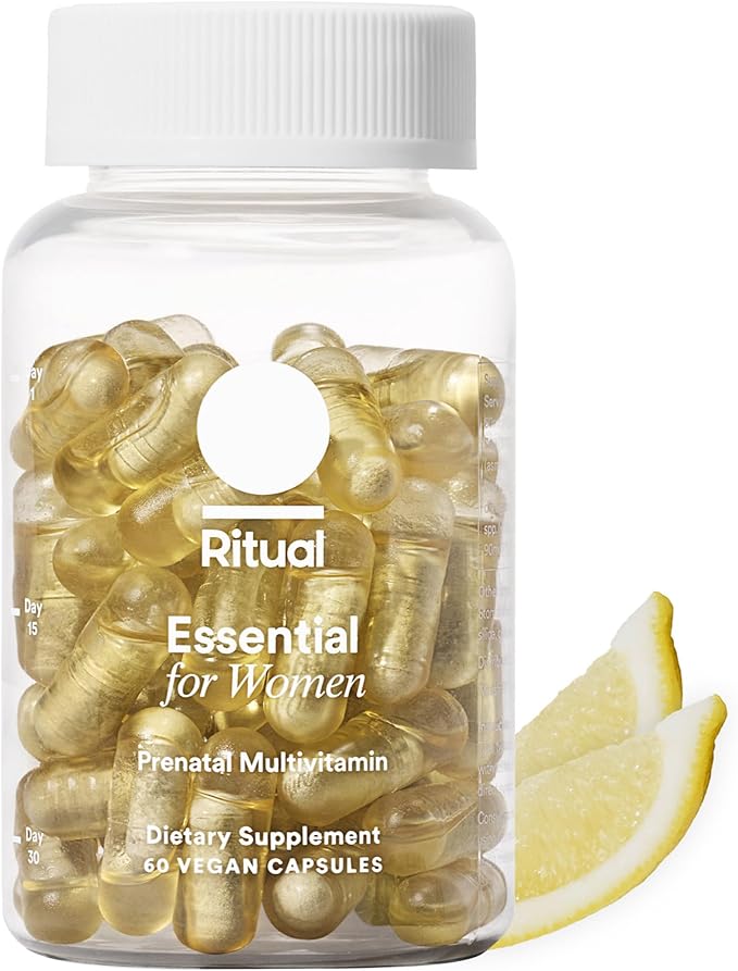 Ritual Prenatal Vitamins for Women Folate & Choline for Neural Tube Support, Omega-3 DHA for Fetal Brain Development, Iron, Calcium-Helper D3 & K2, Non-GMO, Vegan, Citrus, 30 Days