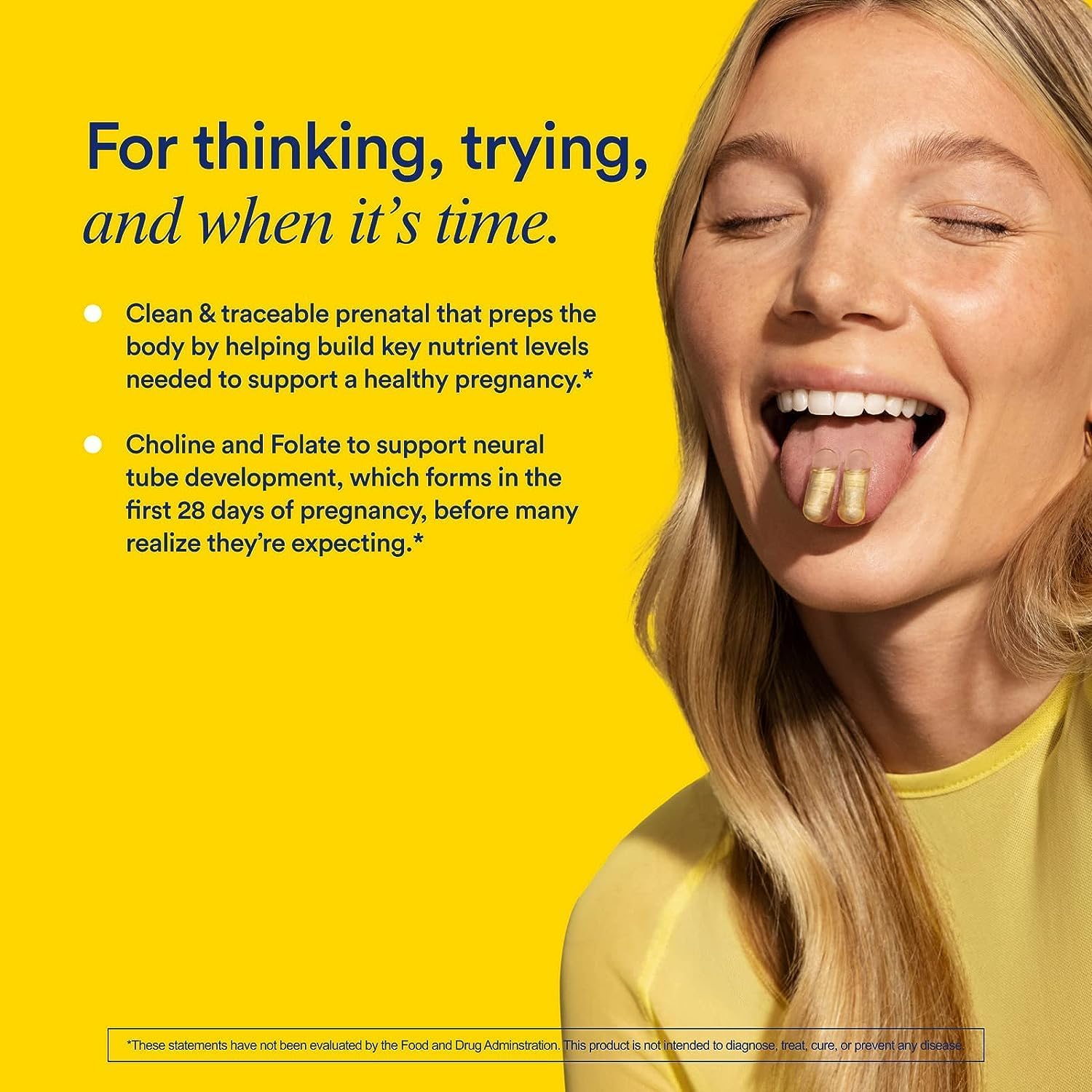 Ritual Prenatal Vitamins for Women Folate & Choline for Neural Tube Support, Omega-3 DHA for Fetal Brain Development, Iron, Calcium-Helper D3 & K2, Non-GMO, Vegan, Citrus, 30 Days