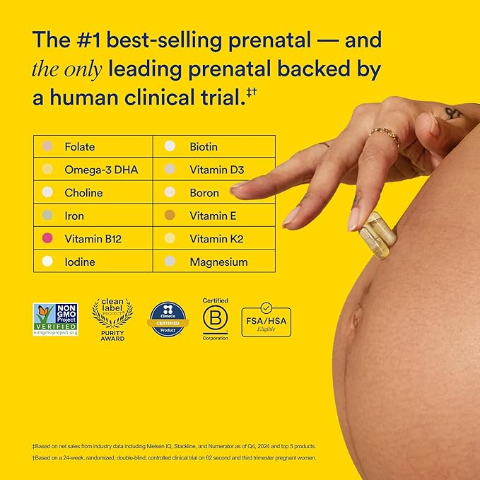 Ritual Prenatal Vitamins for Women Folate & Choline for Neural Tube Support, Omega-3 DHA for Fetal Brain Development, Iron, Calcium-Helper D3 & K2, Non-GMO, Vegan, Citrus, 30 Days